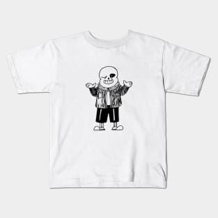 Sans Undertale Simple Black and White Design Kids T-Shirt